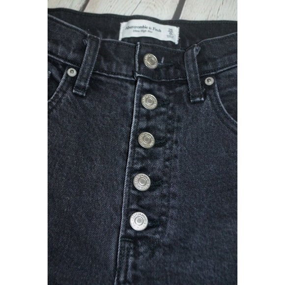 ABERCROMBIE & FITCH Women's Curve Love Ultra High Rise Jeans SIZE 25 Black - Picture 7 of 8